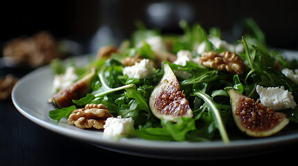 Arugula salad with figs walnuts and goat cheese a healthy and delicious recipe for a light meal or appetizer
