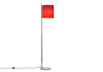 Modern red floor lamp isolated on transparent background