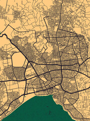 Antalya Türkiye City Street Map. Banner print design background paint, graphic digital media, contemporary trendy art, unique interesting bright, famous modern beautiful Map