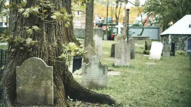St. Matthew's Cemetery in Old Quebec, The resting place of many early British residents and one of the region's oldest and most picturesque. Established in 1771, closed in 1860. Shot 2017.