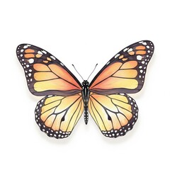 Obraz premium A beautifully detailed illustration of a monarch butterfly showcasing its vibrant orange and black wings against a plain background.