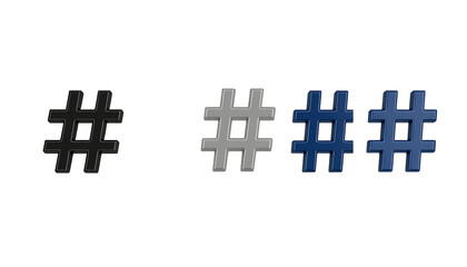 Obraz premium Hashtag Symbols in Different Colors Black Gray and Blue