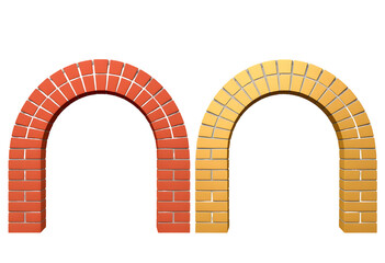 Brick arches in red and yellow colors against a transparent background