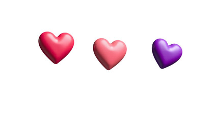 Three 3D Hearts Valentine's Day Love Romance