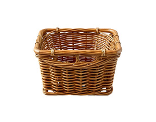 Square Woven Basket on Transparent Background