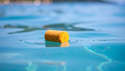 Orange cylinder floating in pool water