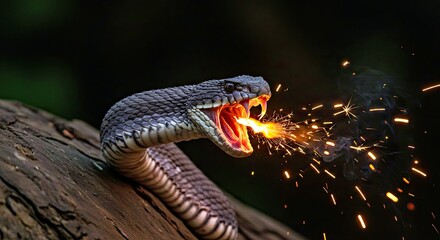 Mythical Thunder Viper with Fangs of Electrical Sparks