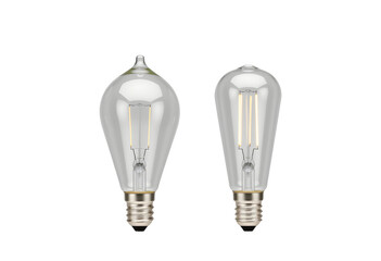 Vintage Edison Light Bulbs with Filament, Isolated on Transparent Background