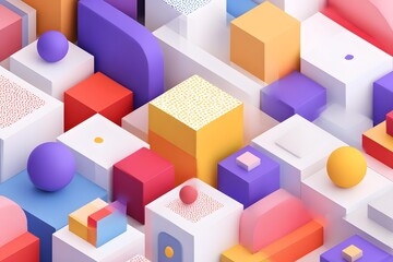 Obraz premium Isometric geometric blocks background with playful colors
