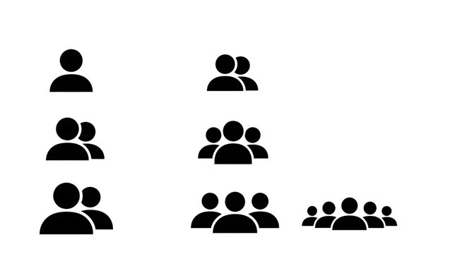 Group of people icons illustrating team growth and size progression