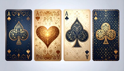 Elegant playing cards, gold accents