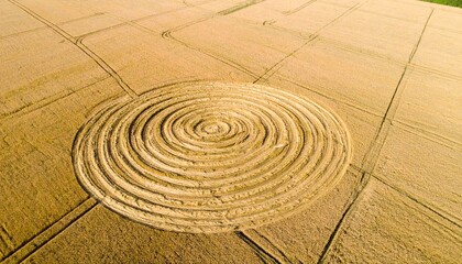 Circular labyrinth crop field with concentric rings