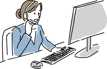 カスタマーサービスの女性オペレーターイラスト