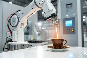 Fototapeta premium coffee machine and coffee cup