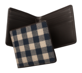 Wallet with a checkered fabric design