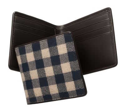 Wallet with a checkered fabric design