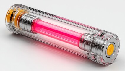 Transparent energy cell with glowing red rod