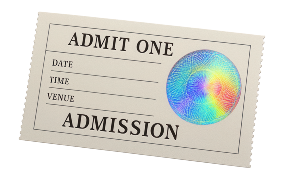 Admission ticket with holographic seal
