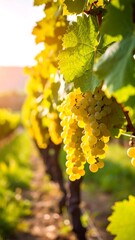 Sunlight on white grapes