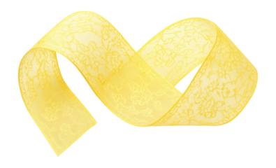 Yellow organza ribbon with lace overlay