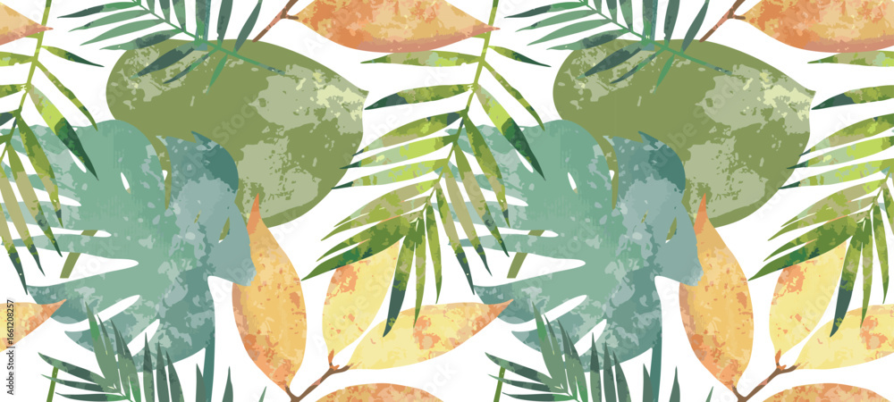 Aufkleber foliage vector seamless pattern. green botanical design with various leaves and branches.