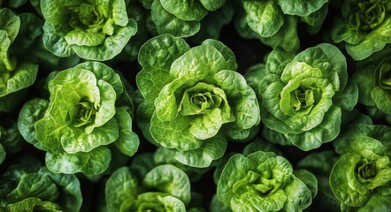 Vibrant Green Lettuce Plants Growing in Rows at a Community Garden During the Daytime