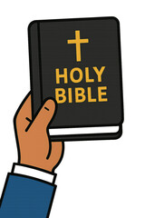 Hand Holding the Holy Bible Symbolizing the Word of God &ndash; Christianity Vector Illustration.