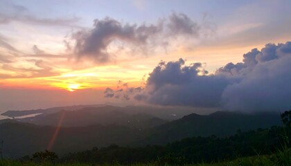 Sunset over a mountain range