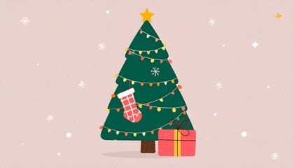 Festive Christmas tree illustration