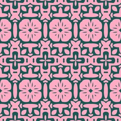 A charming pink seamless floral pattern with hearts, perfect for a vintage spring wallpaper or fabric design