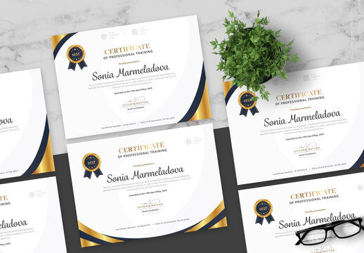 Gradient Gold And Blue Certificate