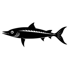 Obraz premium Black silhouette of a barracuda fish isolated on white background