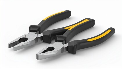Obraz premium Two Pairs of Pliers with Yellow and Black Handles on a White Background
