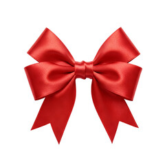 Naklejka premium Red ribbon and bows on transparent background PNG Generative AI 
