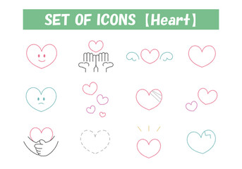 ハートの素材手描き風アイコンセット②