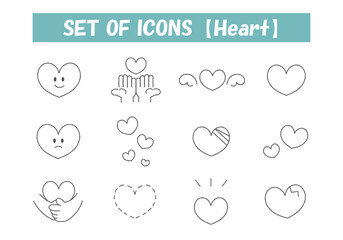 ハートの素材手描き風アイコンセット①