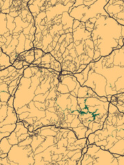 Bijie China City Street Map. Abstract painting modern urban travel art downtown landmarks artwork