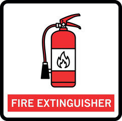 Obraz premium Red fire extinguisher safety sign warning label industrial equipment vector