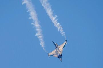 Avión de combate con ala delta maniobrando