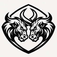 Obraz premium Esport logo of two bulls facing each other