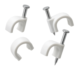 Plastic cable clips with integrated nail