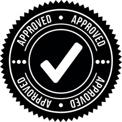 Approved stamp with check mark and starburst edges for quality and validation vector
