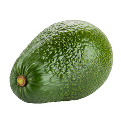 A single, ripe avocado with dark green skin, isolated on a transparent background. background removed