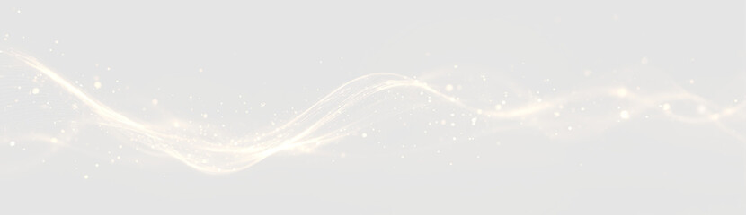 Magic glow wave spark particles with shining gold dust elegant background, luxury radiant night...