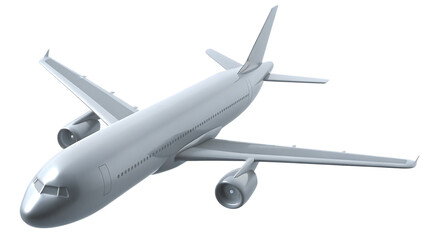 Obraz premium White passenger jet airplane flying isolated on a transparent background aircraft