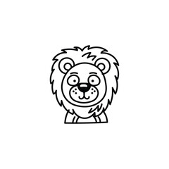 Hand Drawn Lion Icon - Cute Jungle Doodle