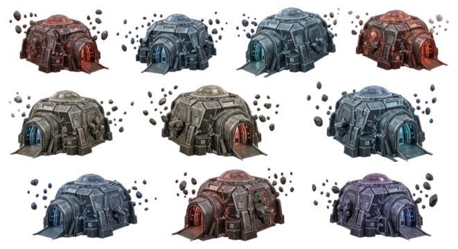 Colorful, Textured Rock Formation with Iridescent Water Drops on Transparent