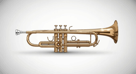 Fototapeta premium Detailed digital illustration of a classic golden trumpet instrument isolated