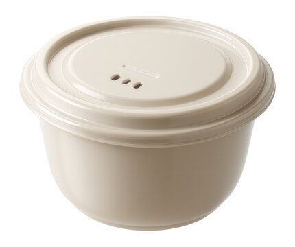 Plastic soup container with vented lid, microwavable