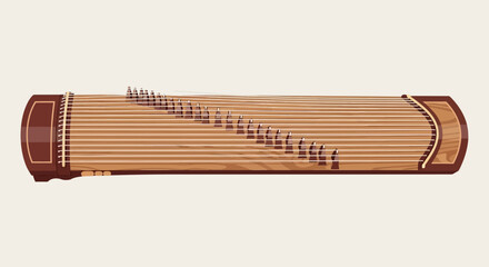 Traditional gayageum instrument illustration, cultural music instrument design